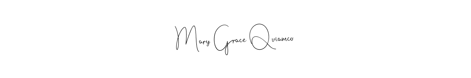 How to make Mary Grace Quiamco name signature. Use Andilay-7BmLP style for creating short signs online. This is the latest handwritten sign. Mary Grace Quiamco signature style 4 images and pictures png