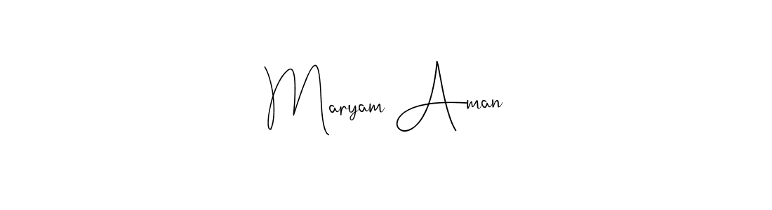 Andilay-7BmLP is a professional signature style that is perfect for those who want to add a touch of class to their signature. It is also a great choice for those who want to make their signature more unique. Get Maryam Aman name to fancy signature for free. Maryam Aman signature style 4 images and pictures png