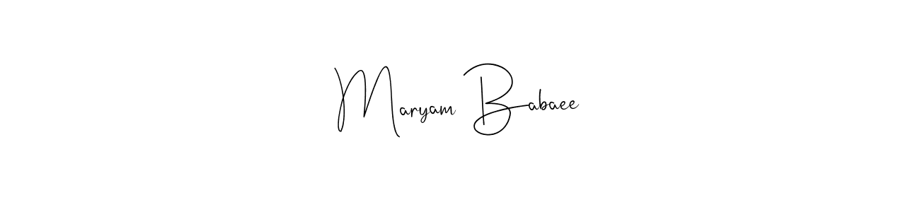 if you are searching for the best signature style for your name Maryam Babaee. so please give up your signature search. here we have designed multiple signature styles  using Andilay-7BmLP. Maryam Babaee signature style 4 images and pictures png