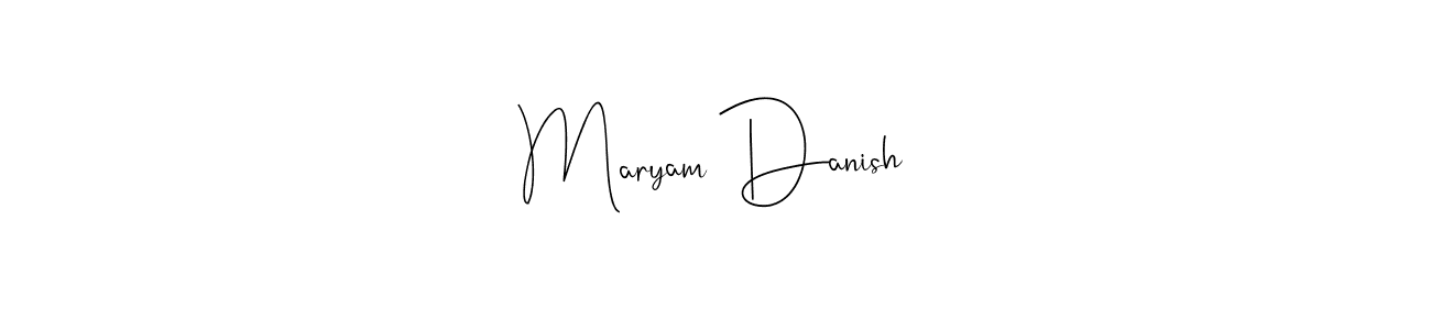 How to make Maryam Danish name signature. Use Andilay-7BmLP style for creating short signs online. This is the latest handwritten sign. Maryam Danish signature style 4 images and pictures png