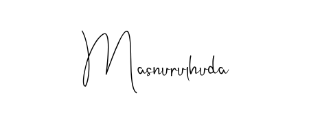 Achieve flawless digital penmanship with Masnurulhuda name in Andilay-7BmLP font. The perfect tool for creating online signatures. Masnurulhuda signature style 4 images and pictures png