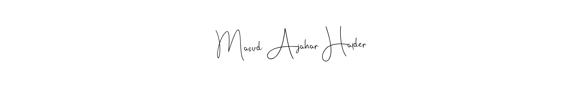 This is the best signature style for the Masud Ajahar Halder name. Also you like these signature font (Andilay-7BmLP). Mix name signature. Masud Ajahar Halder signature style 4 images and pictures png