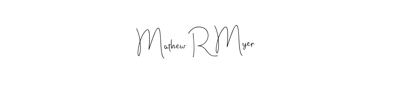 The best way (Andilay-7BmLP) to make a short signature is to pick only two or three words in your name. The name Mathew R Myer include a total of six letters. For converting this name. Mathew R Myer signature style 4 images and pictures png