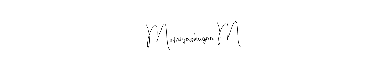 You should practise on your own different ways (Andilay-7BmLP) to write your name (Mathiyazhagan M) in signature. don't let someone else do it for you. Mathiyazhagan M signature style 4 images and pictures png