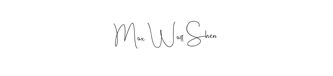 How to make Max Walt Shen name signature. Use Andilay-7BmLP style for creating short signs online. This is the latest handwritten sign. Max Walt Shen signature style 4 images and pictures png