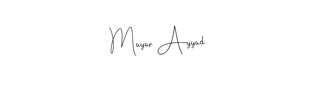 if you are searching for the best signature style for your name Mayar Ayyad. so please give up your signature search. here we have designed multiple signature styles  using Andilay-7BmLP. Mayar Ayyad signature style 4 images and pictures png