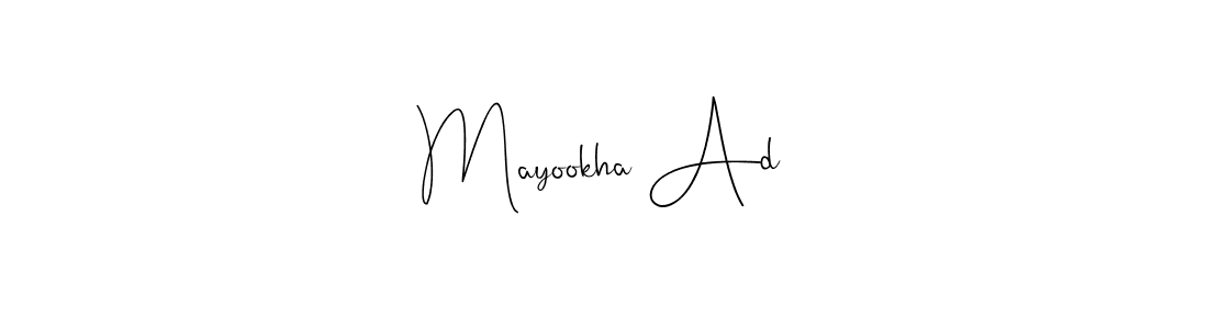 Use a signature maker to create a handwritten signature online. With this signature software, you can design (Andilay-7BmLP) your own signature for name Mayookha Ad. Mayookha Ad signature style 4 images and pictures png