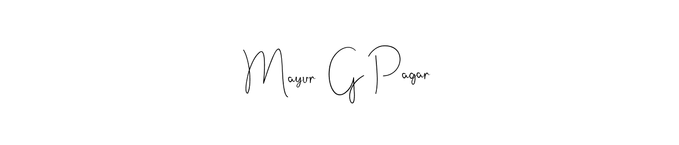 Andilay-7BmLP is a professional signature style that is perfect for those who want to add a touch of class to their signature. It is also a great choice for those who want to make their signature more unique. Get Mayur  G Pagar name to fancy signature for free. Mayur  G Pagar signature style 4 images and pictures png