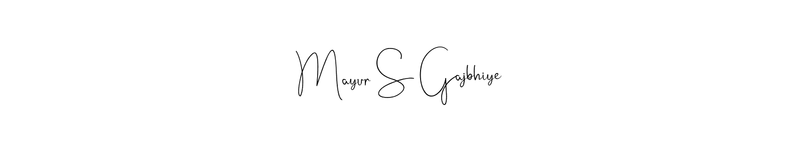 How to make Mayur S Gajbhiye name signature. Use Andilay-7BmLP style for creating short signs online. This is the latest handwritten sign. Mayur S Gajbhiye signature style 4 images and pictures png