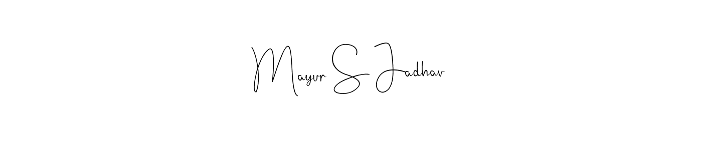 This is the best signature style for the Mayur S Jadhav name. Also you like these signature font (Andilay-7BmLP). Mix name signature. Mayur S Jadhav signature style 4 images and pictures png