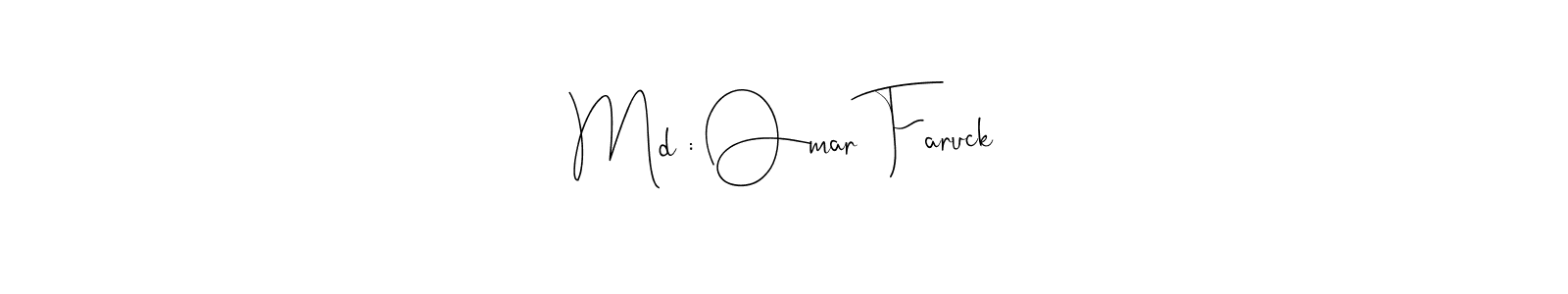 Use a signature maker to create a handwritten signature online. With this signature software, you can design (Andilay-7BmLP) your own signature for name Md : Omar Faruck. Md : Omar Faruck signature style 4 images and pictures png