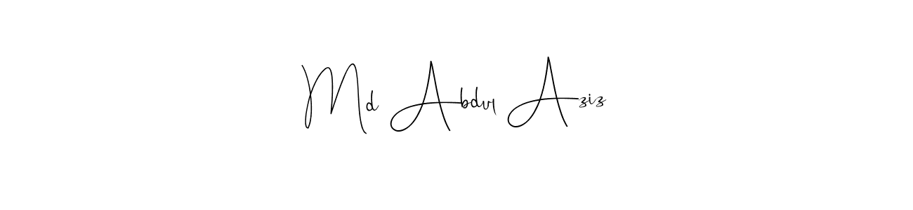 The best way (Andilay-7BmLP) to make a short signature is to pick only two or three words in your name. The name Md Abdul Aziz include a total of six letters. For converting this name. Md Abdul Aziz signature style 4 images and pictures png
