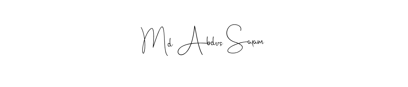 Andilay-7BmLP is a professional signature style that is perfect for those who want to add a touch of class to their signature. It is also a great choice for those who want to make their signature more unique. Get Md Abdus Salam name to fancy signature for free. Md Abdus Salam signature style 4 images and pictures png