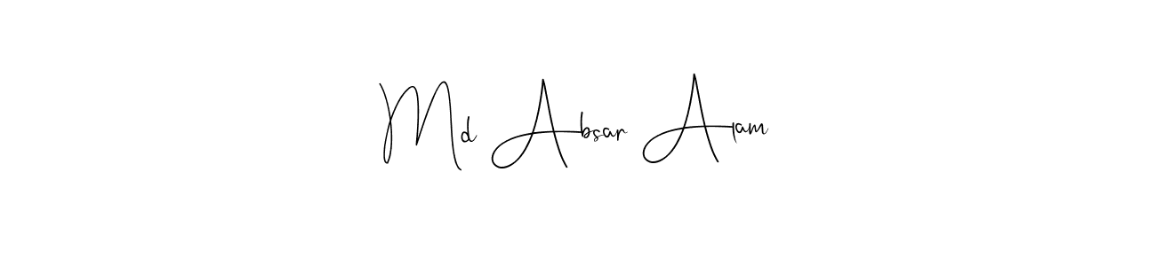 The best way (Andilay-7BmLP) to make a short signature is to pick only two or three words in your name. The name Md Absar Alam include a total of six letters. For converting this name. Md Absar Alam signature style 4 images and pictures png