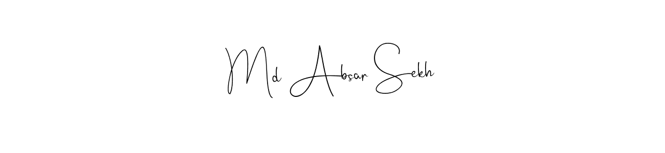 if you are searching for the best signature style for your name Md Absar Sekh. so please give up your signature search. here we have designed multiple signature styles  using Andilay-7BmLP. Md Absar Sekh signature style 4 images and pictures png