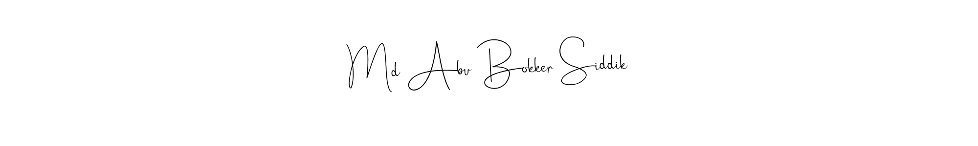 The best way (Andilay-7BmLP) to make a short signature is to pick only two or three words in your name. The name Md Abu Bokker Siddik include a total of six letters. For converting this name. Md Abu Bokker Siddik signature style 4 images and pictures png