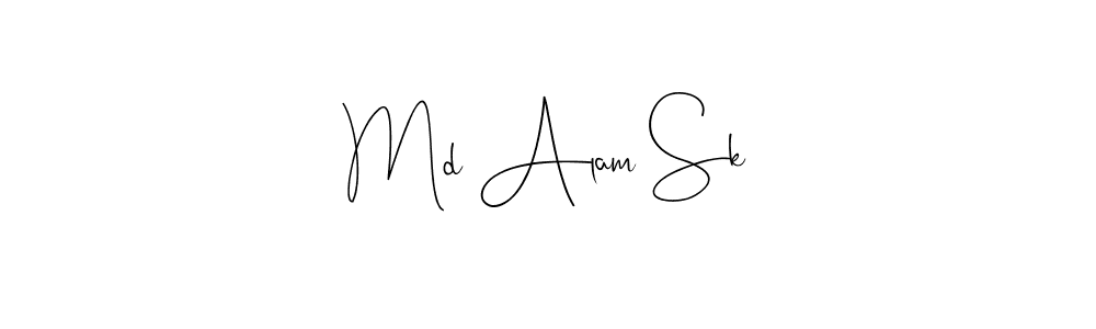 How to make Md Alam Sk name signature. Use Andilay-7BmLP style for creating short signs online. This is the latest handwritten sign. Md Alam Sk signature style 4 images and pictures png