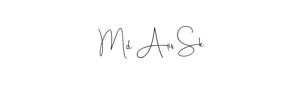 How to make Md Alif Sk name signature. Use Andilay-7BmLP style for creating short signs online. This is the latest handwritten sign. Md Alif Sk signature style 4 images and pictures png