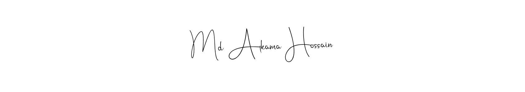 Also we have Md Alkama Hossain name is the best signature style. Create professional handwritten signature collection using Andilay-7BmLP autograph style. Md Alkama Hossain signature style 4 images and pictures png