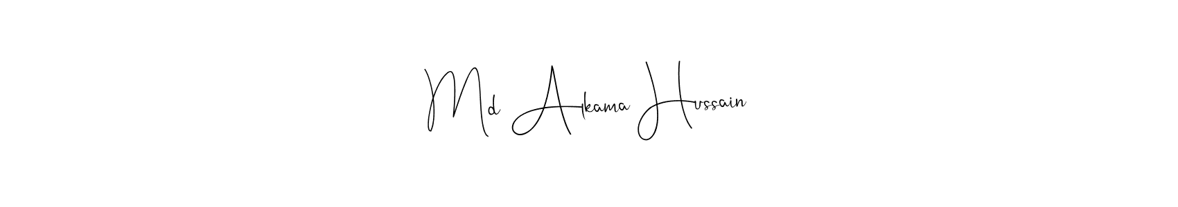 Andilay-7BmLP is a professional signature style that is perfect for those who want to add a touch of class to their signature. It is also a great choice for those who want to make their signature more unique. Get Md Alkama Hussain name to fancy signature for free. Md Alkama Hussain signature style 4 images and pictures png