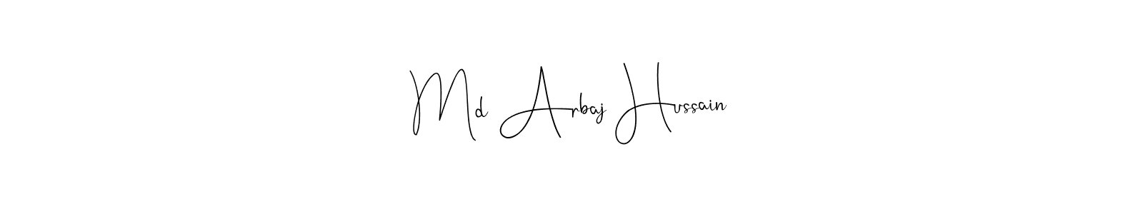 This is the best signature style for the Md Arbaj Hussain name. Also you like these signature font (Andilay-7BmLP). Mix name signature. Md Arbaj Hussain signature style 4 images and pictures png