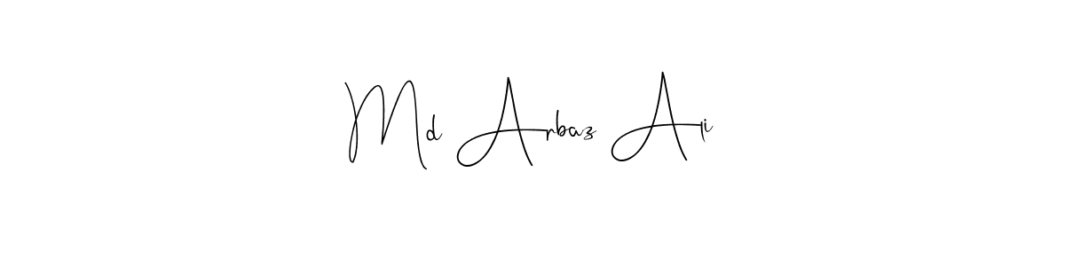 How to make Md Arbaz Ali name signature. Use Andilay-7BmLP style for creating short signs online. This is the latest handwritten sign. Md Arbaz Ali signature style 4 images and pictures png