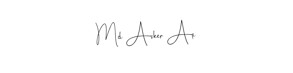 if you are searching for the best signature style for your name Md Asker Ali. so please give up your signature search. here we have designed multiple signature styles  using Andilay-7BmLP. Md Asker Ali signature style 4 images and pictures png