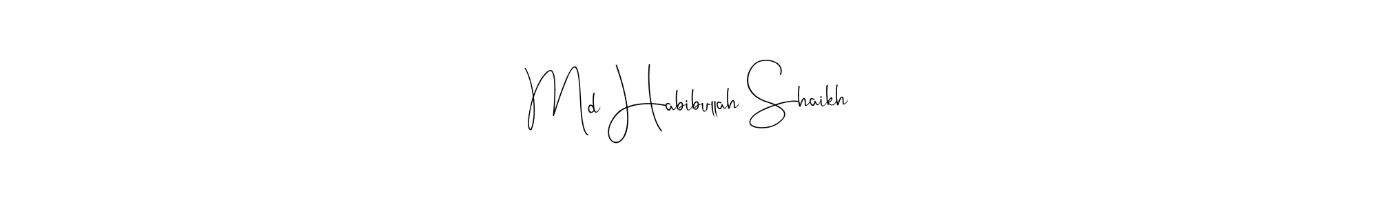 You should practise on your own different ways (Andilay-7BmLP) to write your name (Md Habibullah Shaikh) in signature. don't let someone else do it for you. Md Habibullah Shaikh signature style 4 images and pictures png