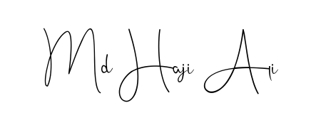 A sleek calligraphic signature for name Md Haji Ali utilizing Andilay-7BmLP styling. Great for adding personal signatures to photos and art. Md Haji Ali signature style 4 images and pictures png