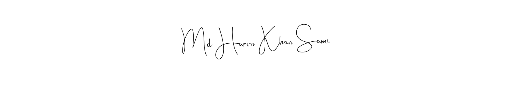 if you are searching for the best signature style for your name Md Harun Khan Sami. so please give up your signature search. here we have designed multiple signature styles  using Andilay-7BmLP. Md Harun Khan Sami signature style 4 images and pictures png