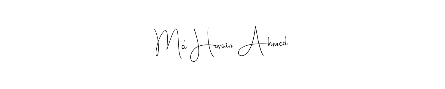 Andilay-7BmLP is a professional signature style that is perfect for those who want to add a touch of class to their signature. It is also a great choice for those who want to make their signature more unique. Get Md Hosain Ahmed name to fancy signature for free. Md Hosain Ahmed signature style 4 images and pictures png