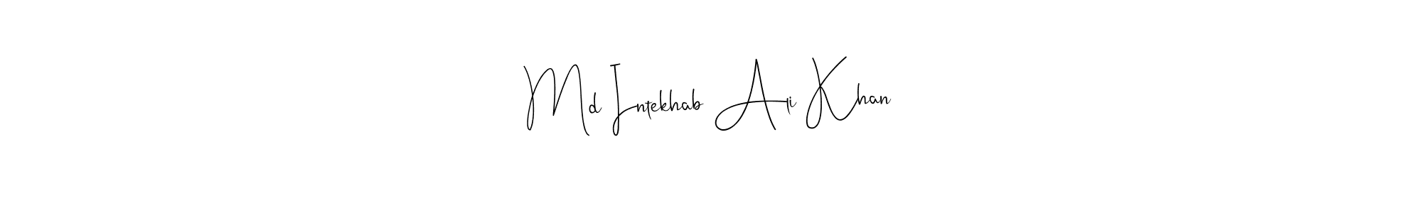 The best way (Andilay-7BmLP) to make a short signature is to pick only two or three words in your name. The name Md Intekhab Ali Khan include a total of six letters. For converting this name. Md Intekhab Ali Khan signature style 4 images and pictures png