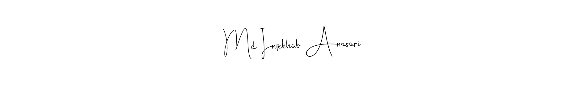 This is the best signature style for the Md Intekhab Anasari name. Also you like these signature font (Andilay-7BmLP). Mix name signature. Md Intekhab Anasari signature style 4 images and pictures png