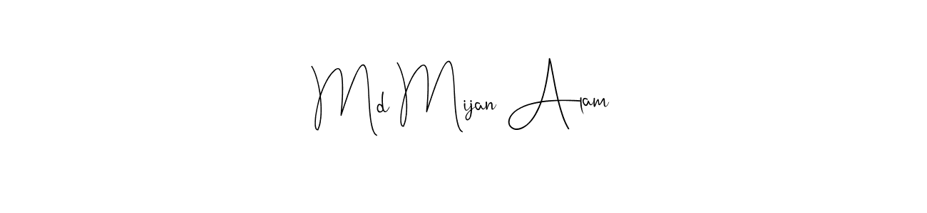 The best way (Andilay-7BmLP) to make a short signature is to pick only two or three words in your name. The name Md Mijan Alam include a total of six letters. For converting this name. Md Mijan Alam signature style 4 images and pictures png