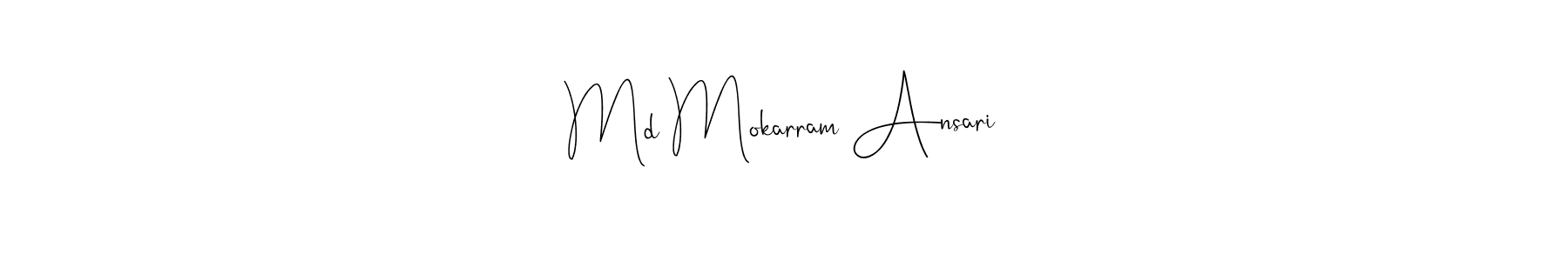 You should practise on your own different ways (Andilay-7BmLP) to write your name (Md Mokarram Ansari) in signature. don't let someone else do it for you. Md Mokarram Ansari signature style 4 images and pictures png