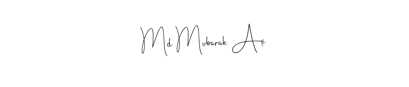 if you are searching for the best signature style for your name Md Mubarak Ali. so please give up your signature search. here we have designed multiple signature styles  using Andilay-7BmLP. Md Mubarak Ali signature style 4 images and pictures png