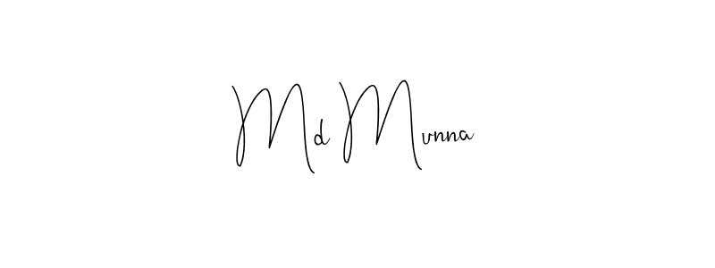 How to make Md Munna name signature. Use Andilay-7BmLP style for creating short signs online. This is the latest handwritten sign. Md Munna signature style 4 images and pictures png