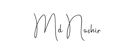 A sleek calligraphic signature for name Md Nashir utilizing Andilay-7BmLP styling. Great for adding personal signatures to photos and art. Md Nashir signature style 4 images and pictures png