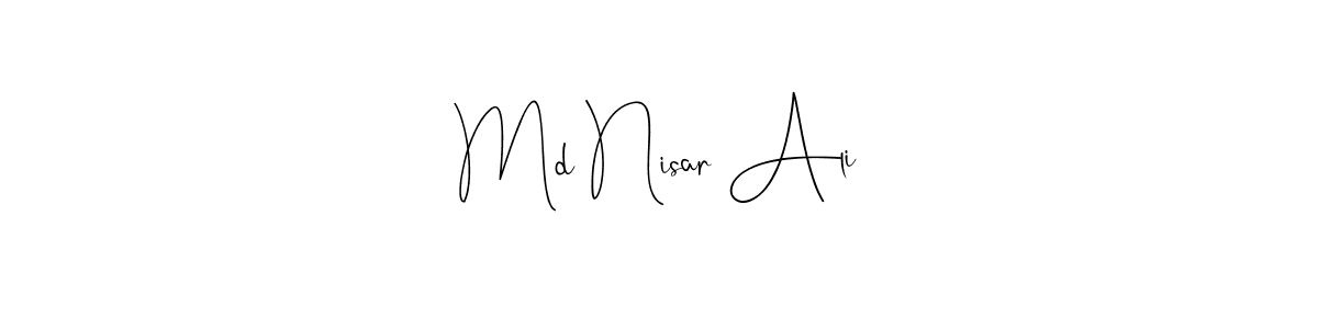 See photos of Md Nisar Ali official signature by Spectra . Check more albums & portfolios. Read reviews & check more about Andilay-7BmLP font. Md Nisar Ali signature style 4 images and pictures png