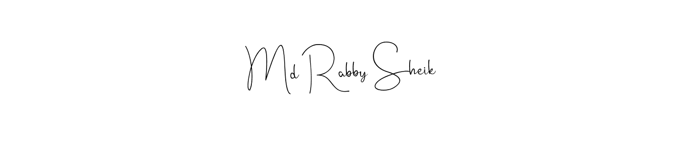 Andilay-7BmLP is a professional signature style that is perfect for those who want to add a touch of class to their signature. It is also a great choice for those who want to make their signature more unique. Get Md Rabby Sheik name to fancy signature for free. Md Rabby Sheik signature style 4 images and pictures png