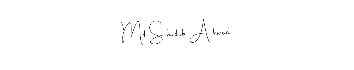 Andilay-7BmLP is a professional signature style that is perfect for those who want to add a touch of class to their signature. It is also a great choice for those who want to make their signature more unique. Get Md Shadab Ahmad name to fancy signature for free. Md Shadab Ahmad signature style 4 images and pictures png