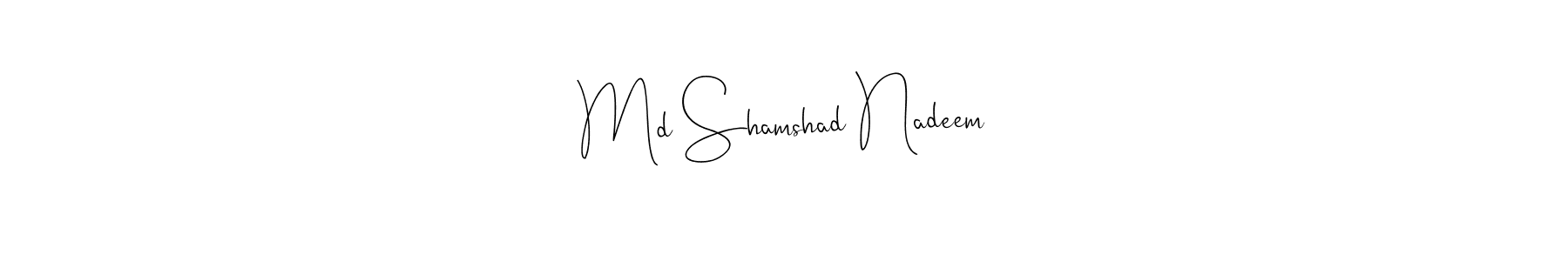 The best way (Andilay-7BmLP) to make a short signature is to pick only two or three words in your name. The name Md Shamshad Nadeem include a total of six letters. For converting this name. Md Shamshad Nadeem signature style 4 images and pictures png