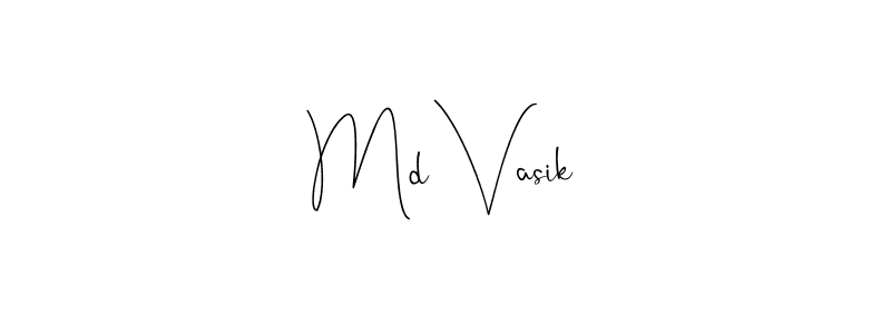 Make a beautiful signature design for name Md Vasik. With this signature (Andilay-7BmLP) style, you can create a handwritten signature for free. Md Vasik signature style 4 images and pictures png