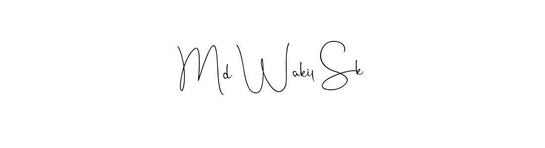 How to make Md Wakil Sk name signature. Use Andilay-7BmLP style for creating short signs online. This is the latest handwritten sign. Md Wakil Sk signature style 4 images and pictures png
