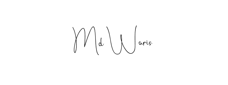 if you are searching for the best signature style for your name Md Waris. so please give up your signature search. here we have designed multiple signature styles  using Andilay-7BmLP. Md Waris signature style 4 images and pictures png