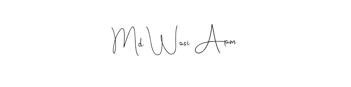 How to make Md Wasi Alam name signature. Use Andilay-7BmLP style for creating short signs online. This is the latest handwritten sign. Md Wasi Alam signature style 4 images and pictures png