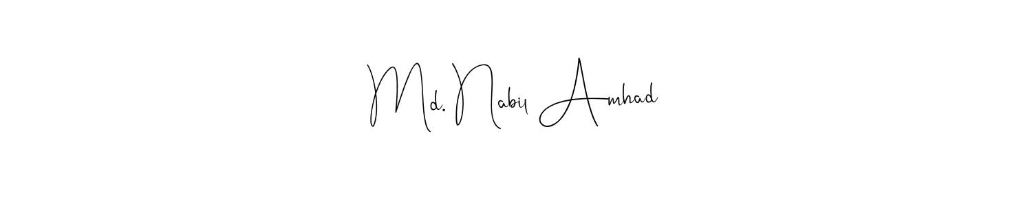 Use a signature maker to create a handwritten signature online. With this signature software, you can design (Andilay-7BmLP) your own signature for name Md. Nabil Amhad. Md. Nabil Amhad signature style 4 images and pictures png