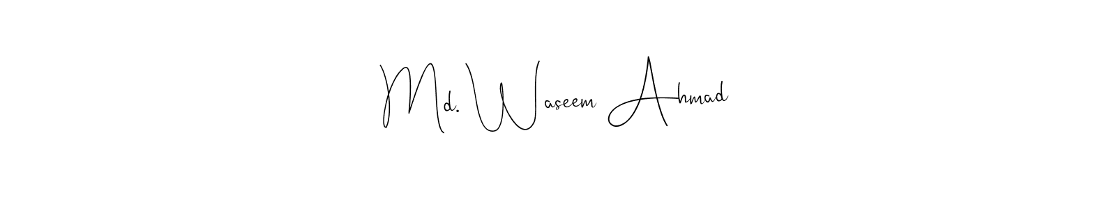 Use a signature maker to create a handwritten signature online. With this signature software, you can design (Andilay-7BmLP) your own signature for name Md. Waseem Ahmad. Md. Waseem Ahmad signature style 4 images and pictures png