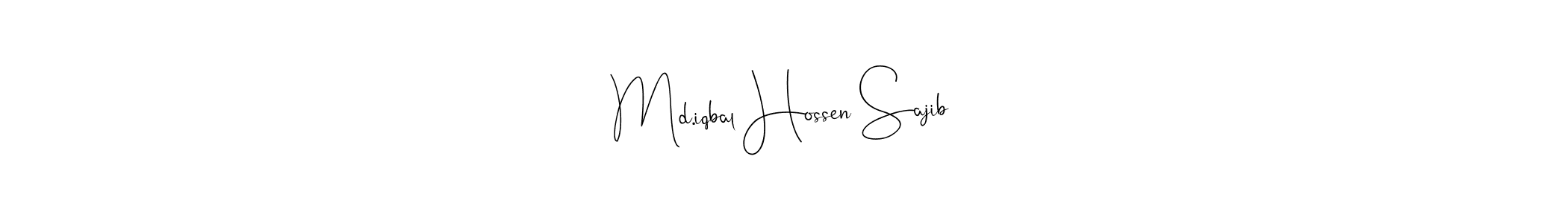 You should practise on your own different ways (Andilay-7BmLP) to write your name (Md.iqbal Hossen Sajib) in signature. don't let someone else do it for you. Md.iqbal Hossen Sajib signature style 4 images and pictures png