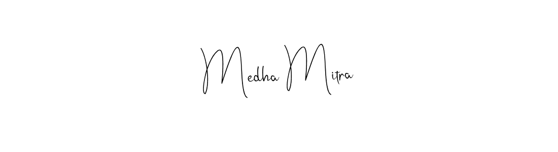 if you are searching for the best signature style for your name Medha Mitra. so please give up your signature search. here we have designed multiple signature styles  using Andilay-7BmLP. Medha Mitra signature style 4 images and pictures png